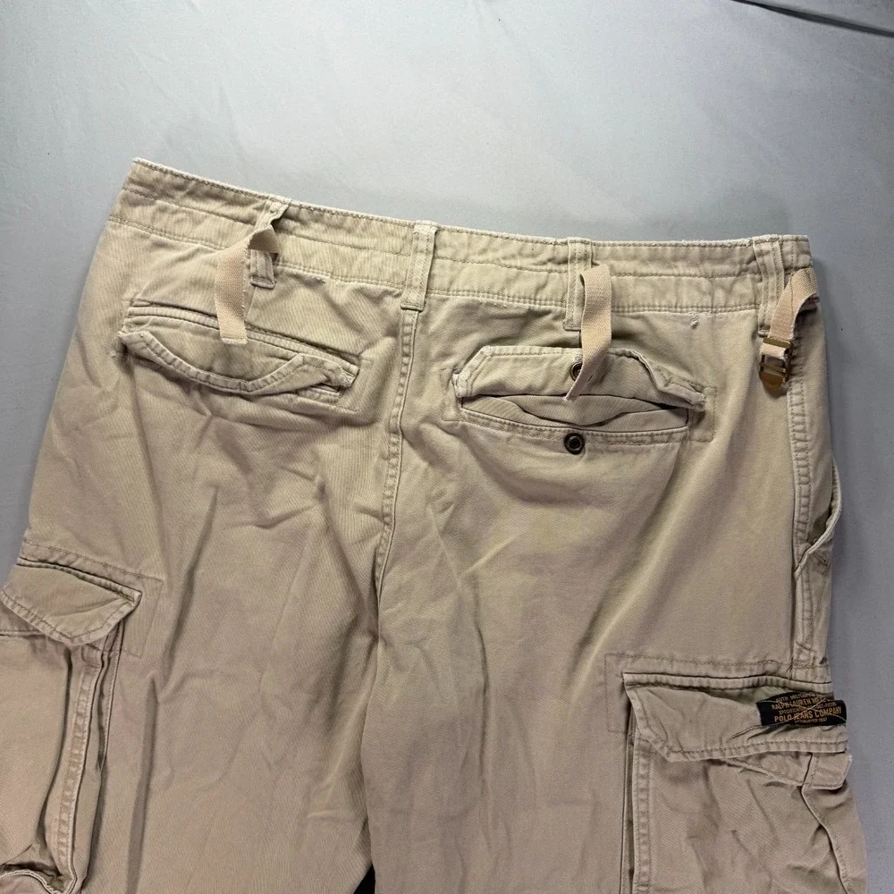 Vintage Y2K Polo Ralph Lauren Cargo Pants Mens 34x28 Beige Paratrooper Pockets